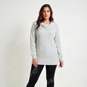 Lane Bryant Women's Light Green Cable Knit Sweater Sz 22/24